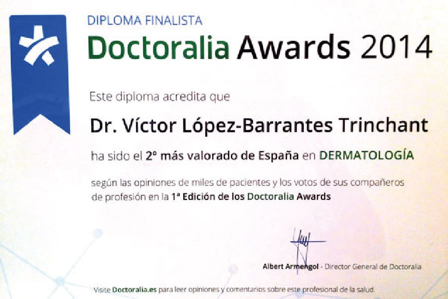 Premio Doctoralia 2º dermatólogo más valorado de España